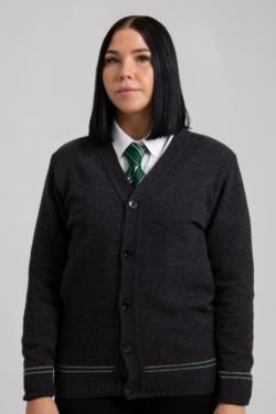 GREEN AND SILVER CARDIGAN 100% LAMBSWOOL